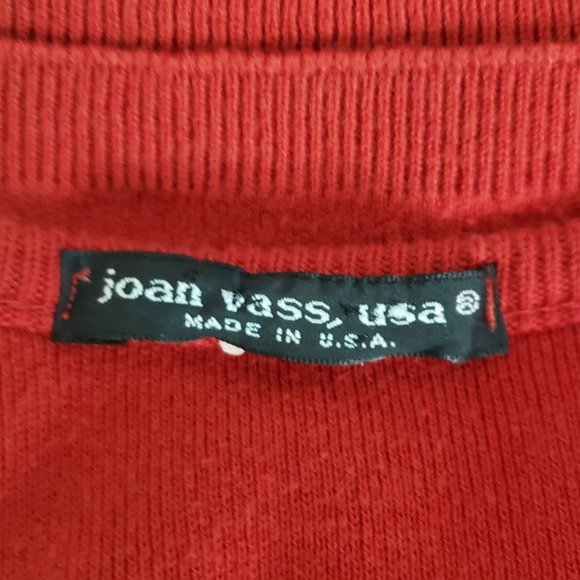 JOAN VASS Women's Pullover Sweater Cotton Sz 1X Black Pockets USA Vtg Round Neck - Picture 6 of 9